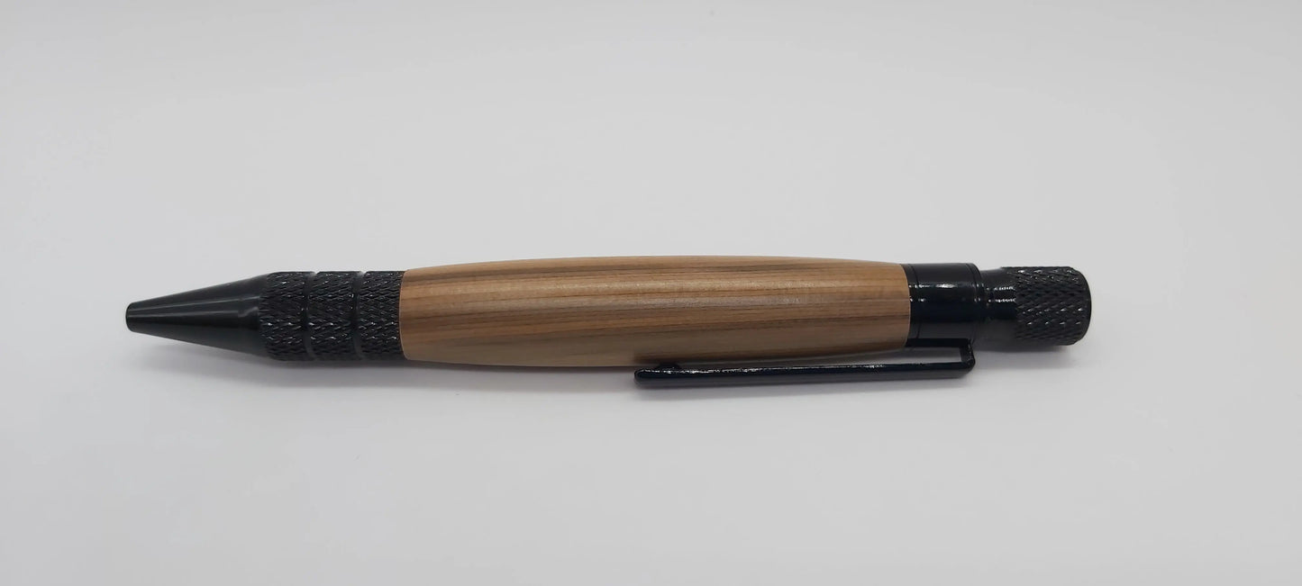 Ancient English Bog Yew ballpoint pen- Black chrome DevonPens