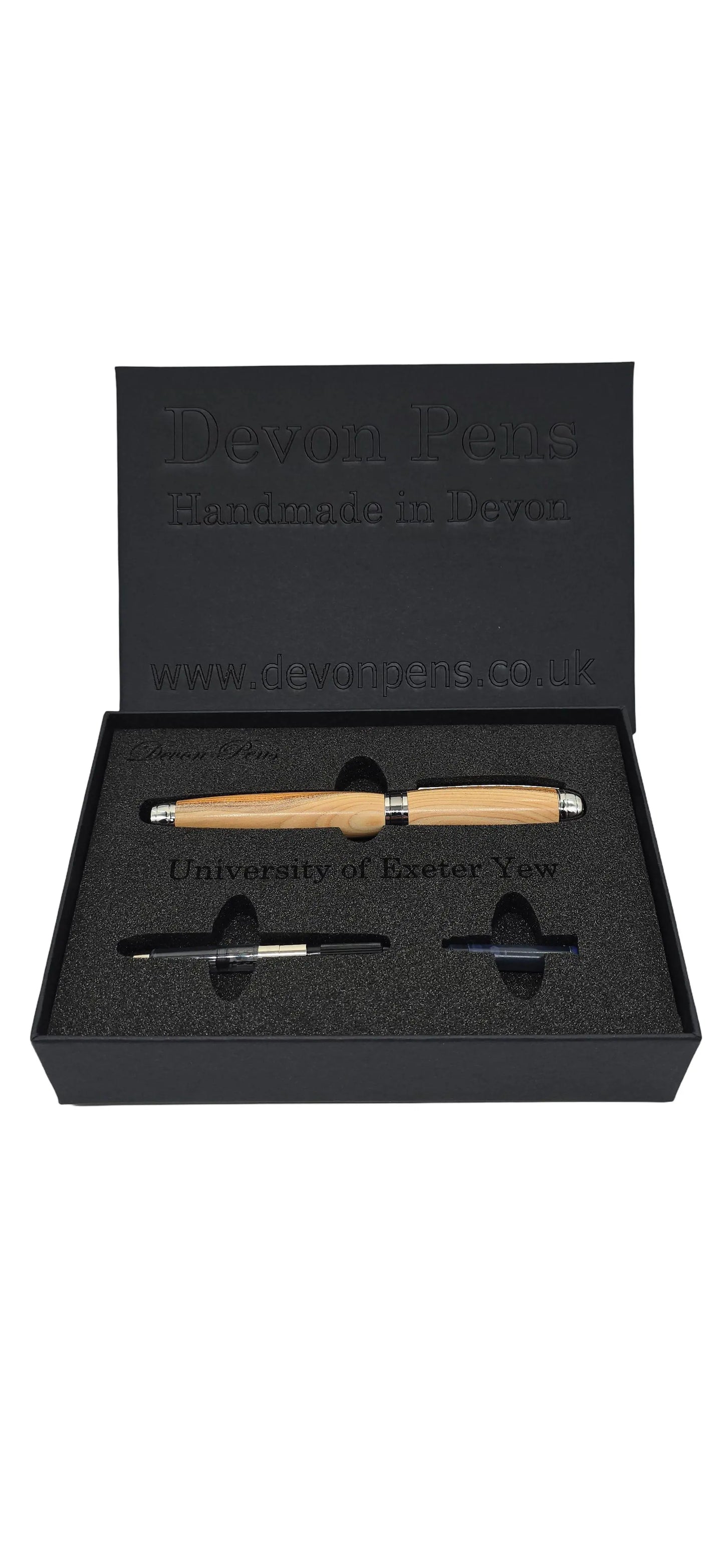 Exeter University Yew fountain pen presentation set 