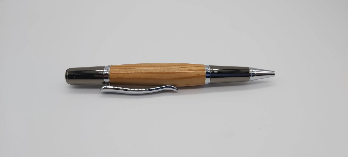 HMS Warrior Pitch pine ballpoint pen - gun metal and chrome DevonPens