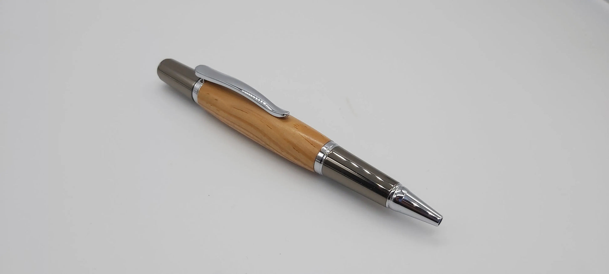 HMS Warrior Pitch pine ballpoint pen - gun metal and chrome DevonPens