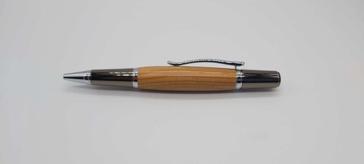 HMS Warrior Pitch pine ballpoint pen - gun metal and chrome DevonPens