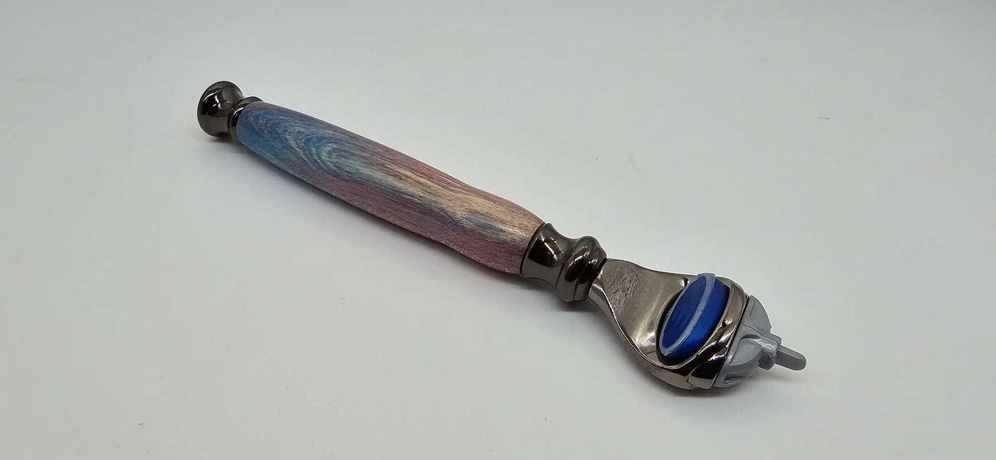 Razor handle in dyed sycamore from Saltram House plymouth. 