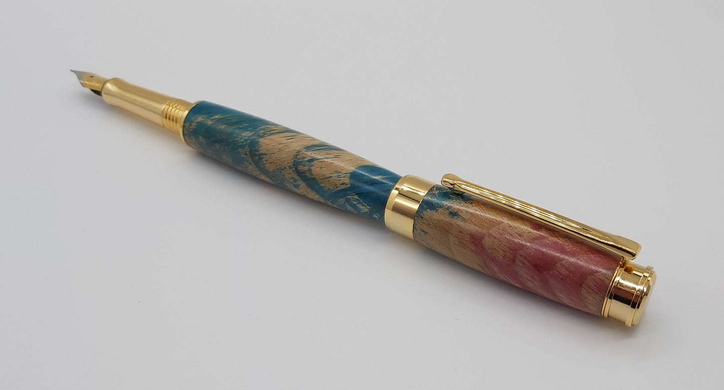 Saltram House Beech fountain pen - double dyed. DevonPens