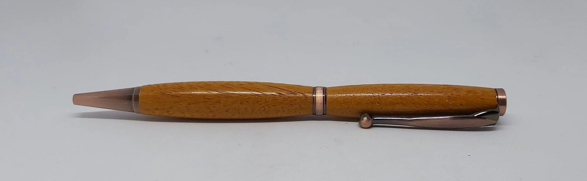 Ballpoint pen handmade in Iroko wood from Phoenix Wharf, Plymouth. DevonPens