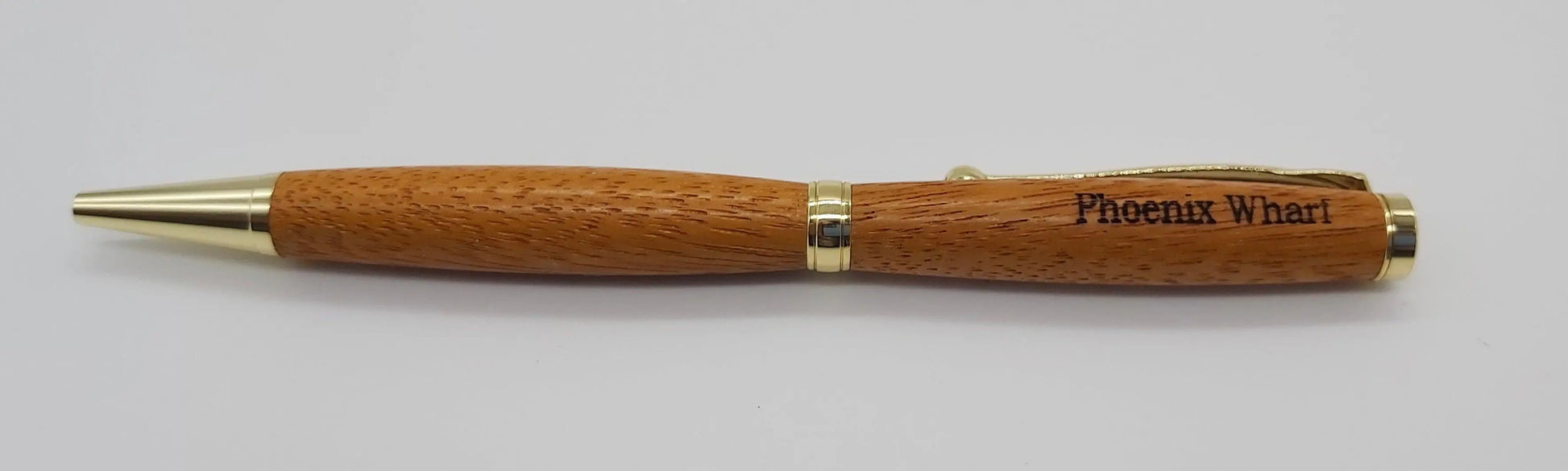 Ballpoint pen handmade in Iroko wood from Phoenix Wharf, Plymouth. DevonPens