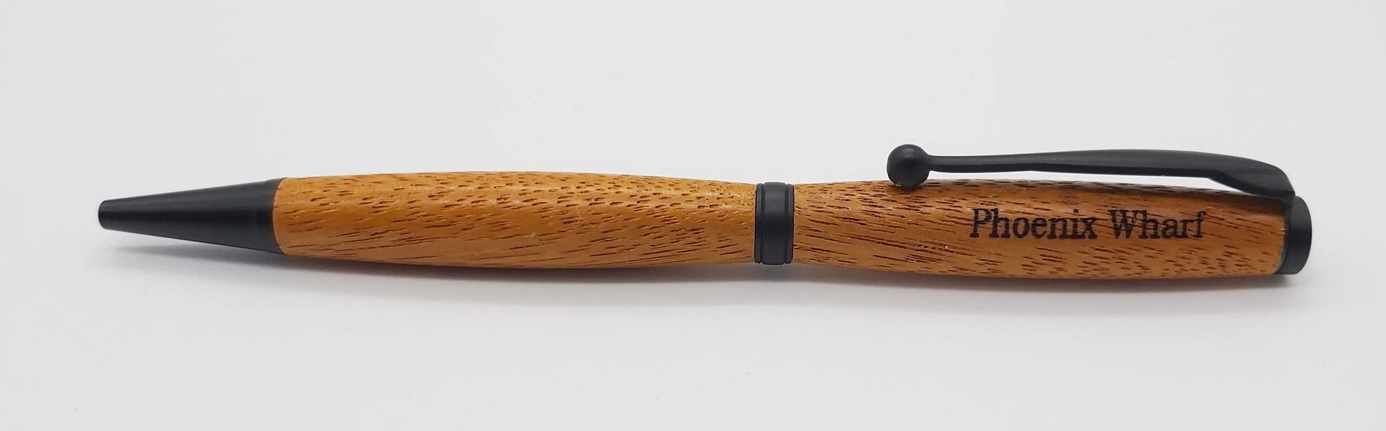 Ballpoint pen handmade in Iroko wood from Phoenix Wharf, Plymouth. DevonPens