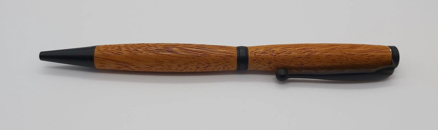 Ballpoint pen handmade in Iroko wood from Phoenix Wharf, Plymouth. DevonPens