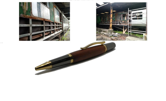 Ballpoint pen in African Mahogany from W2180 a 1950 Railway Coach DevonPens