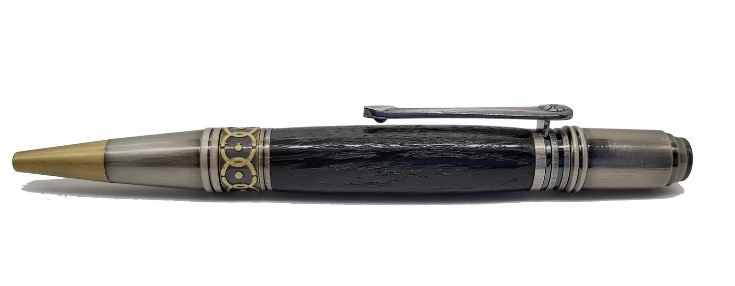 Ballpoint pen in Ancient English Bog Oak c3300 BC DevonPens