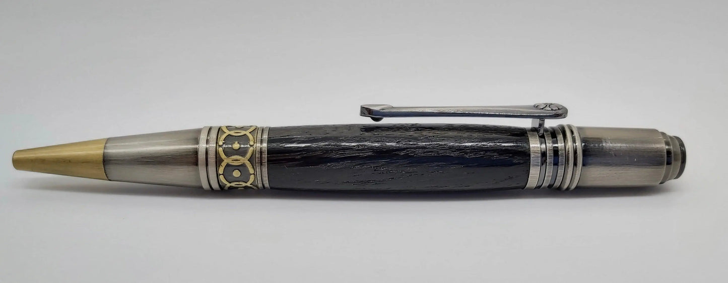 Ballpoint pen in Ancient English Bog Oak c3300 BC DevonPens