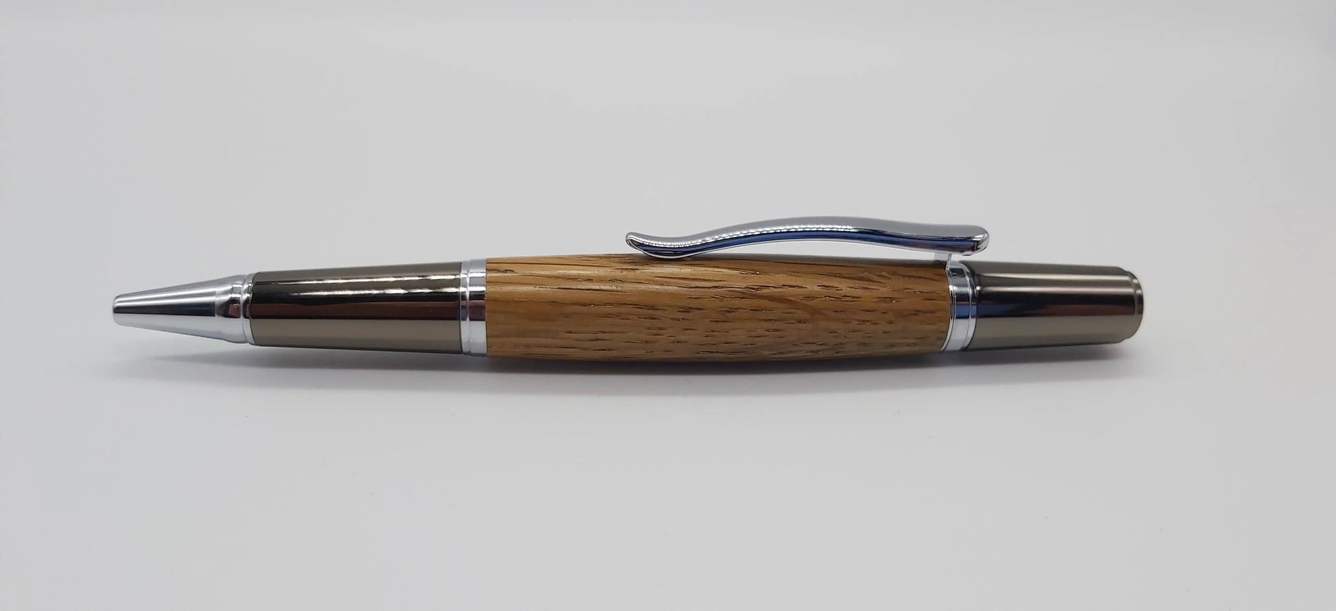 Ballpoint pen in Oak taken from GWR 169 rail carriage - Chrome & Gun metal DevonPens