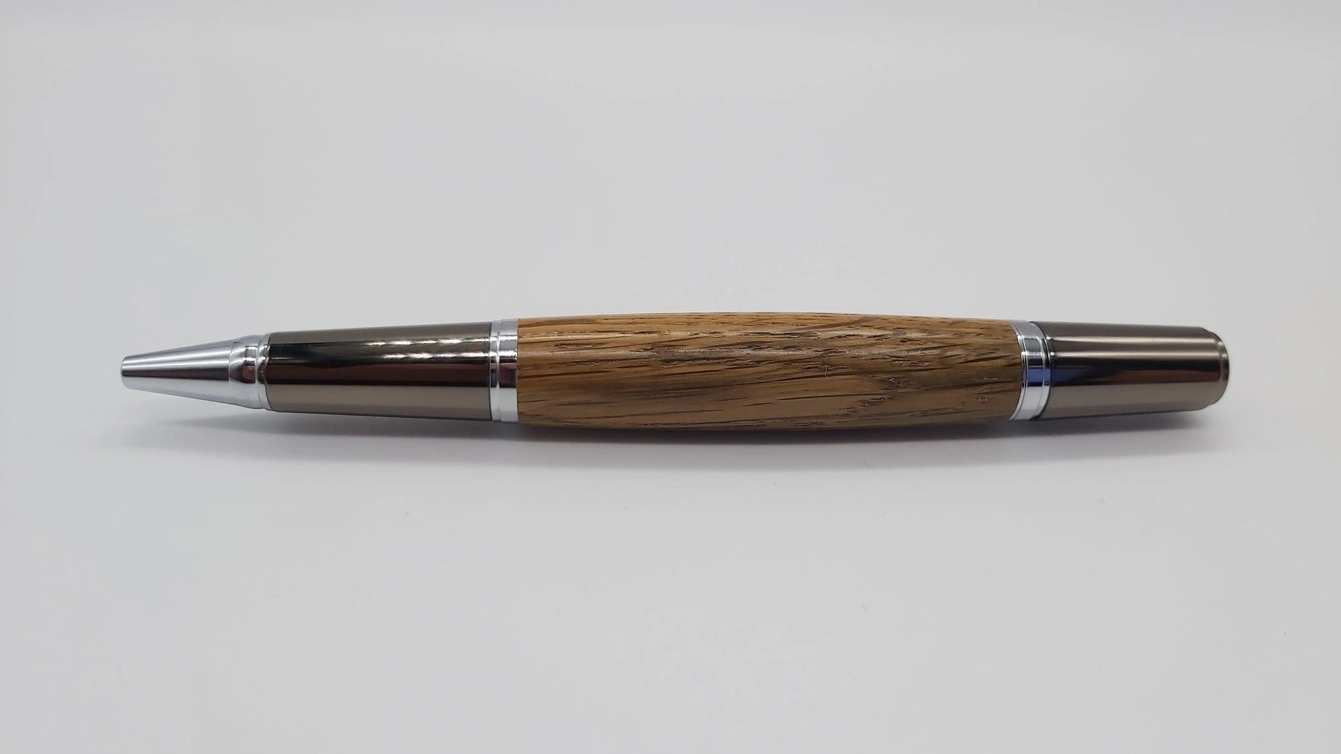 Ballpoint pen in Oak taken from GWR 169 rail carriage - Chrome & Gun metal DevonPens