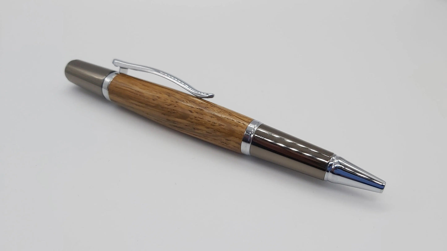 Ballpoint pen in Oak taken from GWR 169 rail carriage - Chrome & Gun metal DevonPens