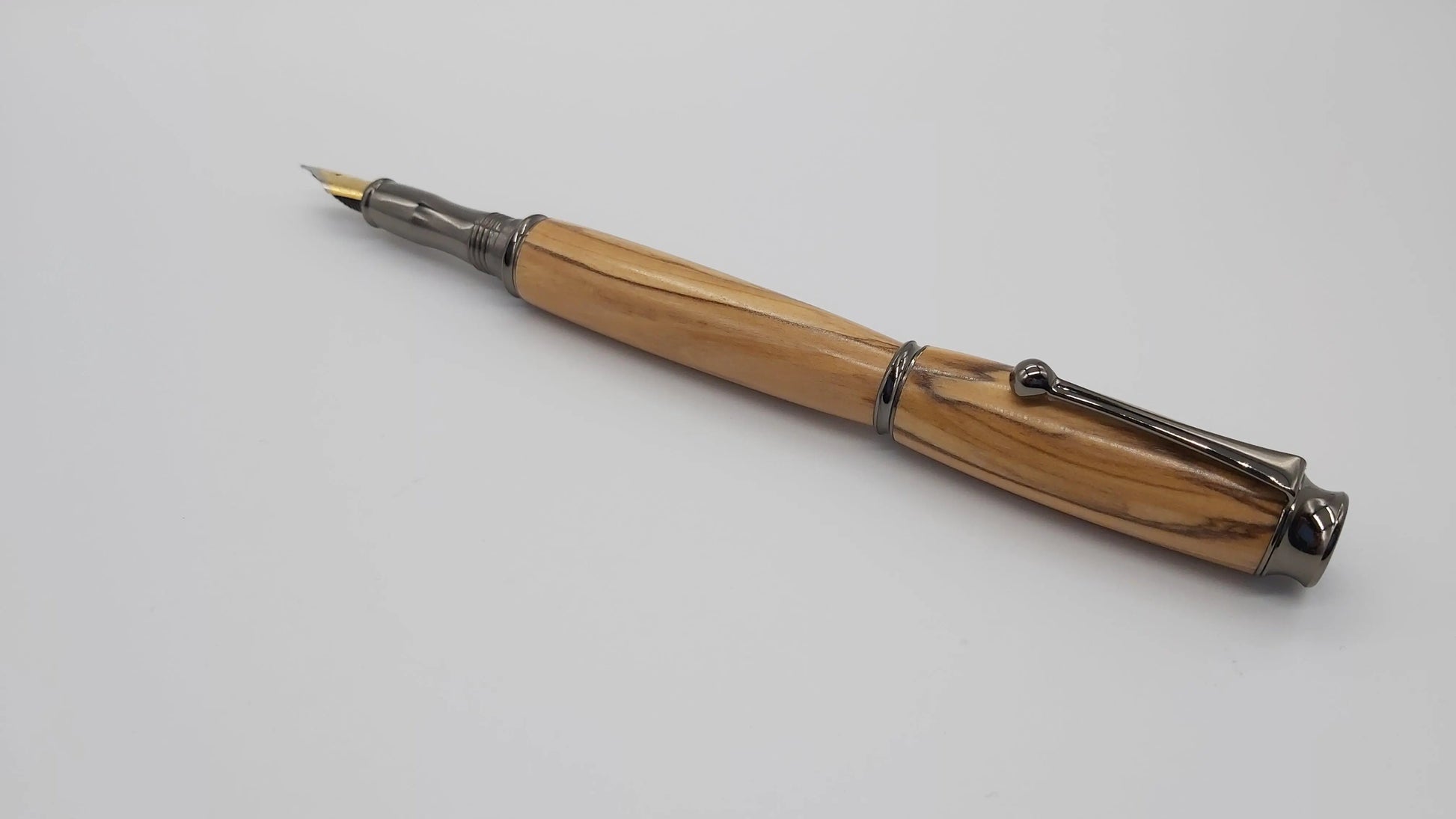 Bethlehem Olive wood Fountain pen - gun metal coloured fittings DevonPens