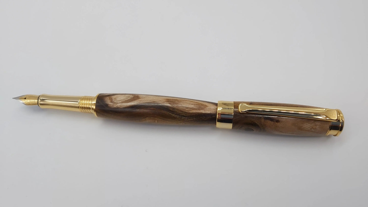 Fountain pen in Dartmoor Laburnum. DevonPens