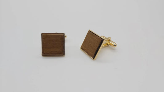 HMS Hermes (R12) Teak cufflinks - gold plated DevonPens