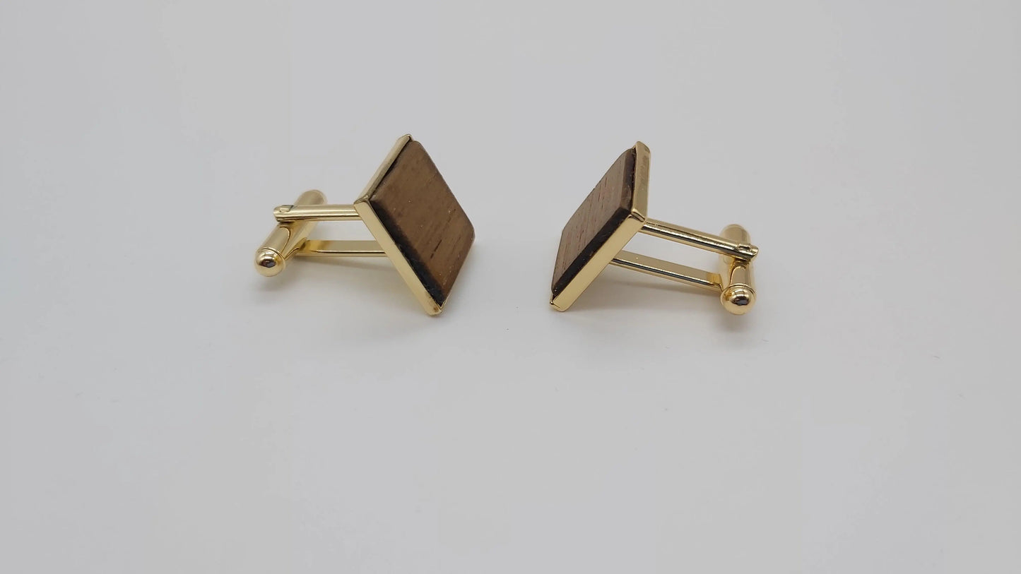 HMS Hermes (R12) Teak cufflinks - gold plated DevonPens