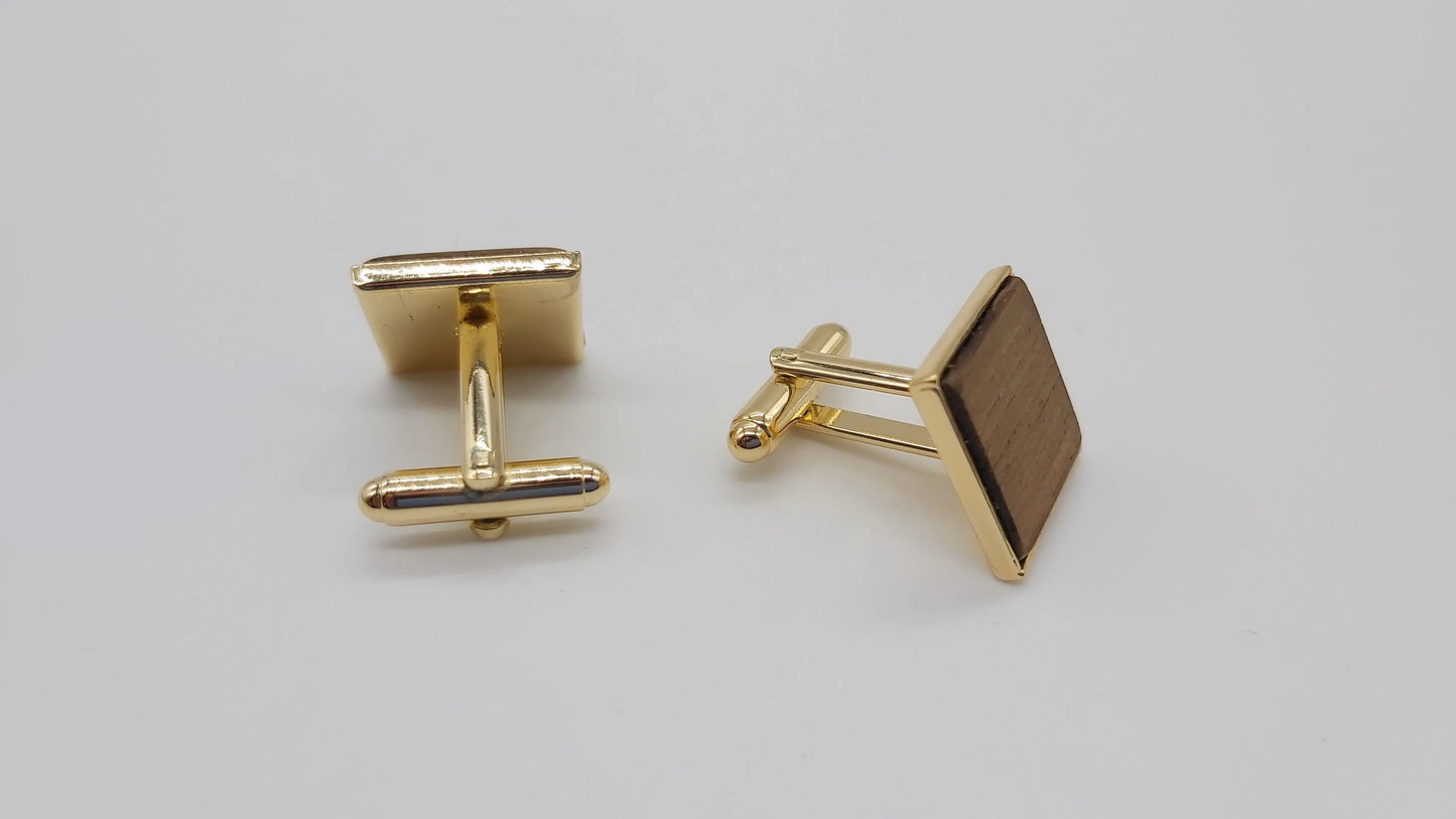 HMS Hermes (R12) Teak cufflinks - gold plated DevonPens