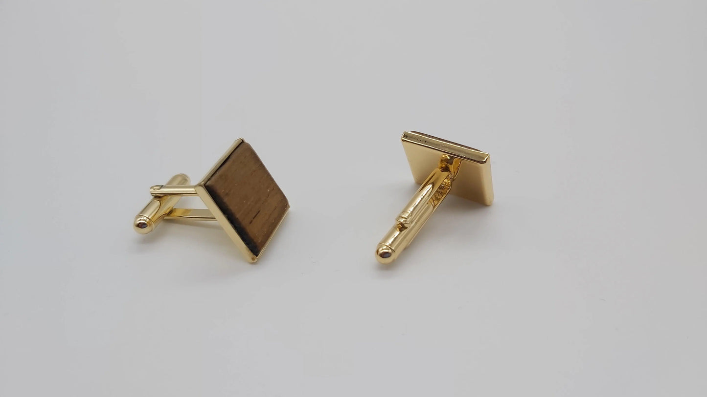 HMS Hermes (R12) Teak cufflinks - gold plated DevonPens