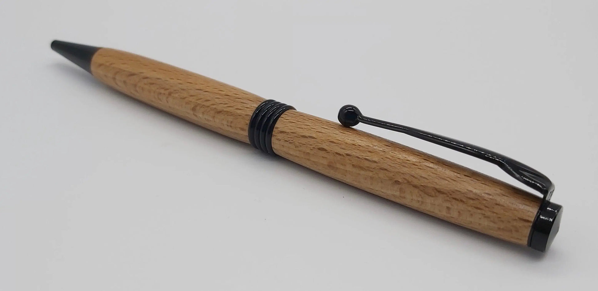 Handmade Ballpoint pen in Buckland Abbey Beech with black chrome DevonPens