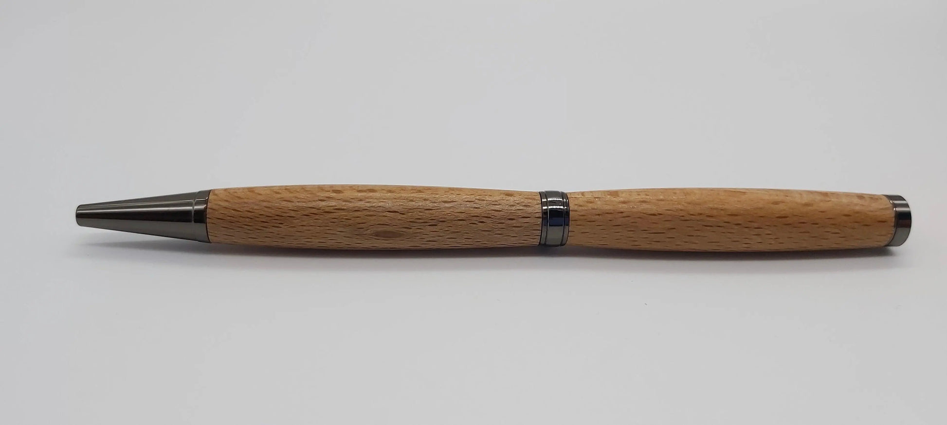 Handmade Ballpoint pen in Buckland Abbey Beech with black titanium DevonPens