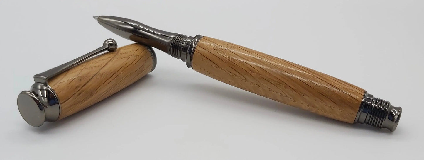 Handmade Rollerball pen in Oak from Saltram House Plymouth DevonPens