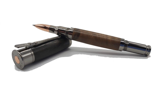 Over and under Rollerball pen with English bog oak and Turkish Walnut. DevonPens