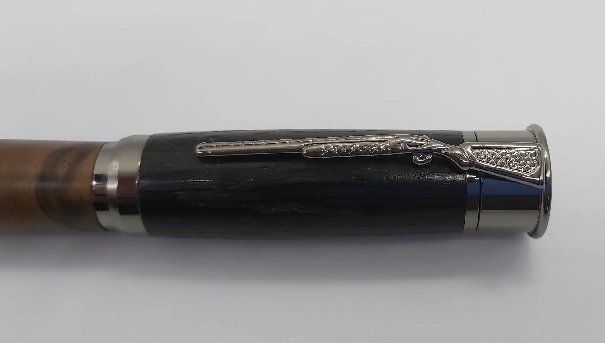 Over and under Rollerball pen with English bog oak and Turkish Walnut. DevonPens