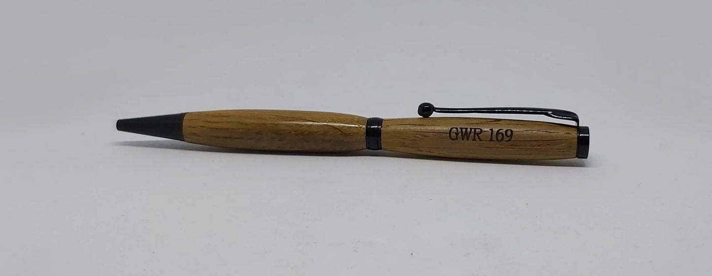 Railway pen- Ballpoint twist pen in Oak taken from GWR 169 rail carriage DevonPens