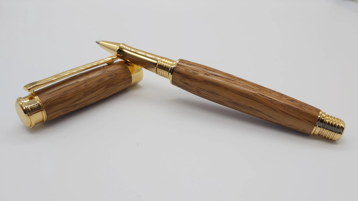 Rollerball pen handmade in Brown Oak DevonPens