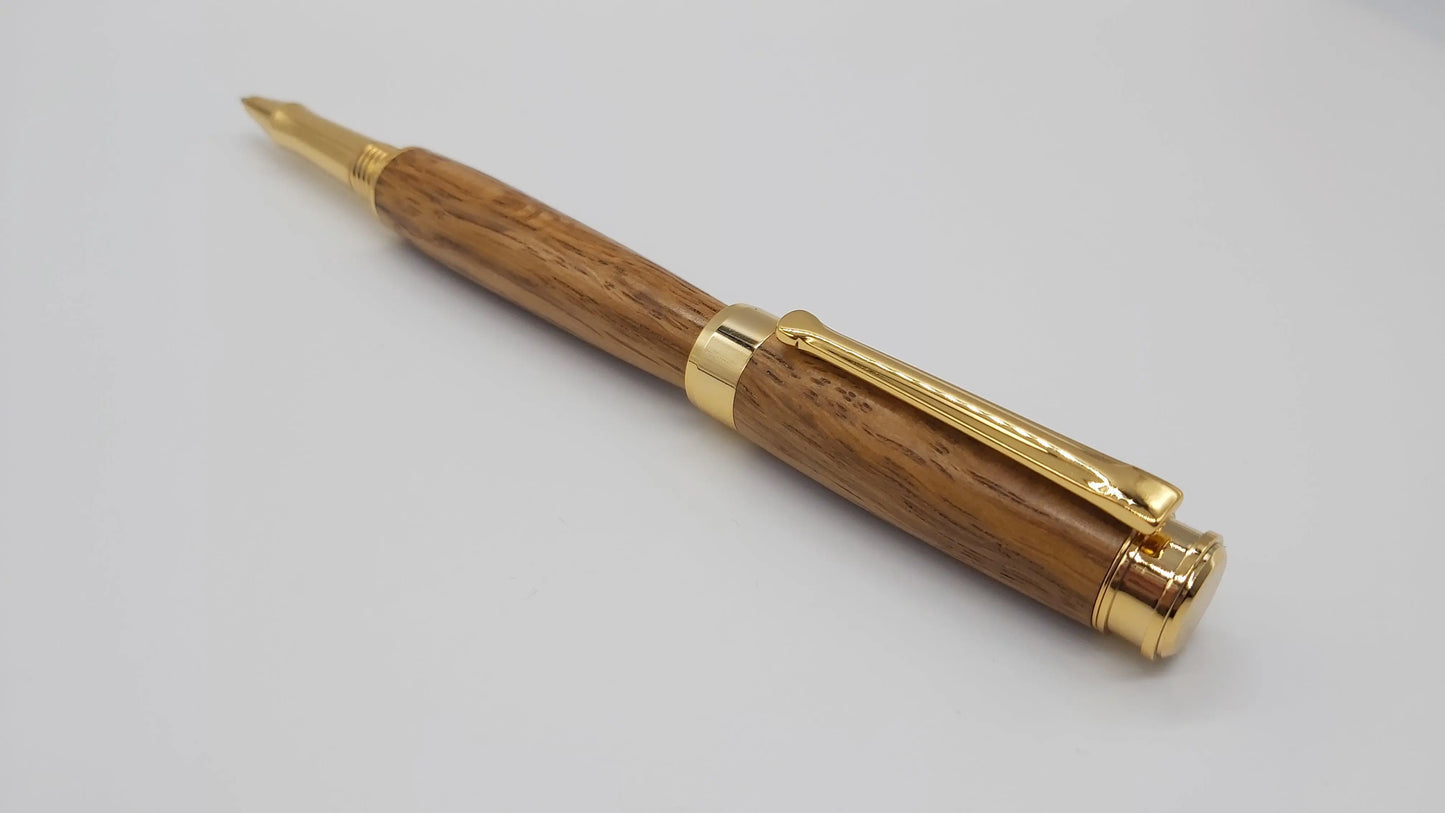 Rollerball pen handmade in Brown Oak DevonPens