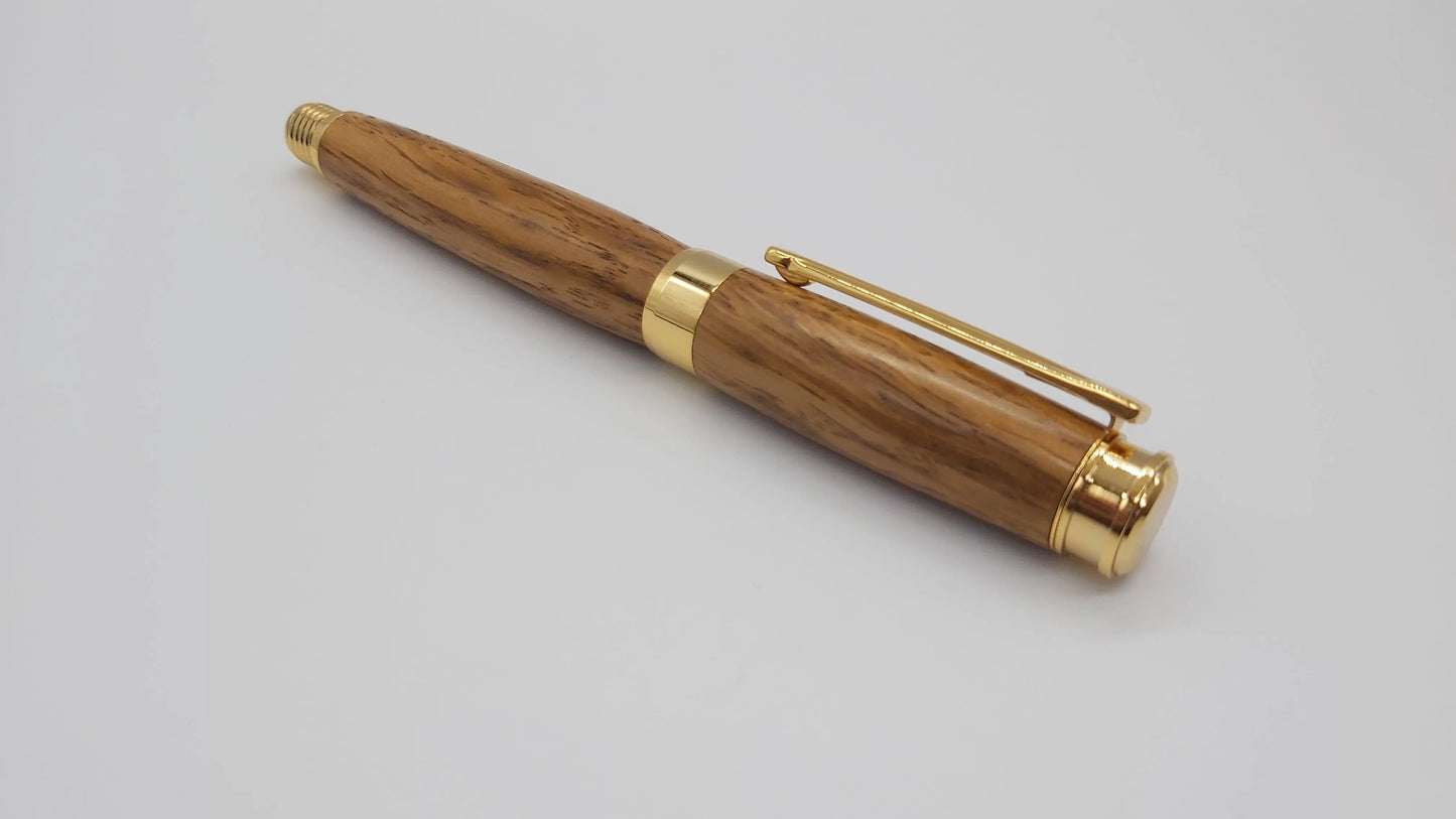 Rollerball pen handmade in Brown Oak DevonPens