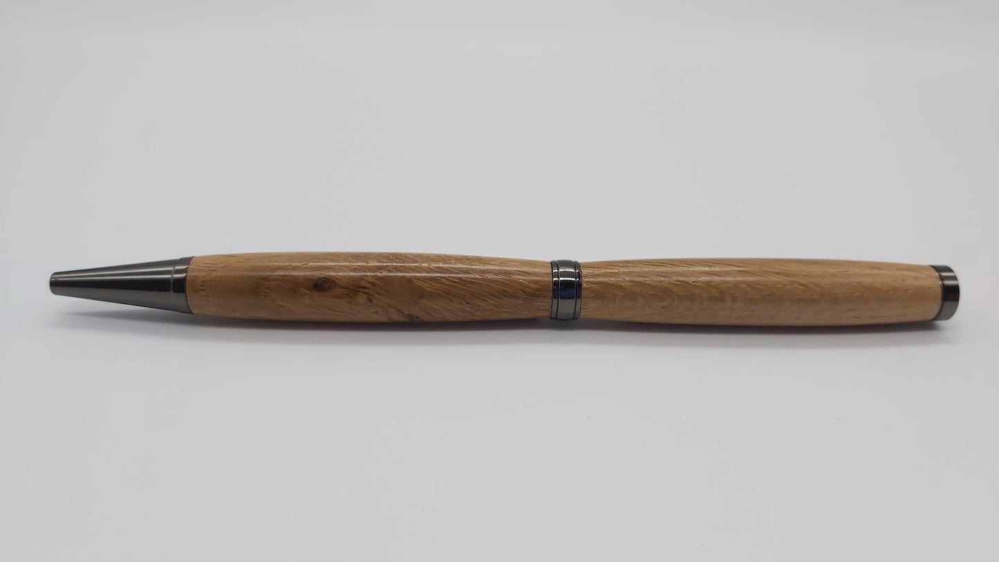 Saltram House Oak -  Slim Ballpoint pen - Gun metal fittings DevonPens