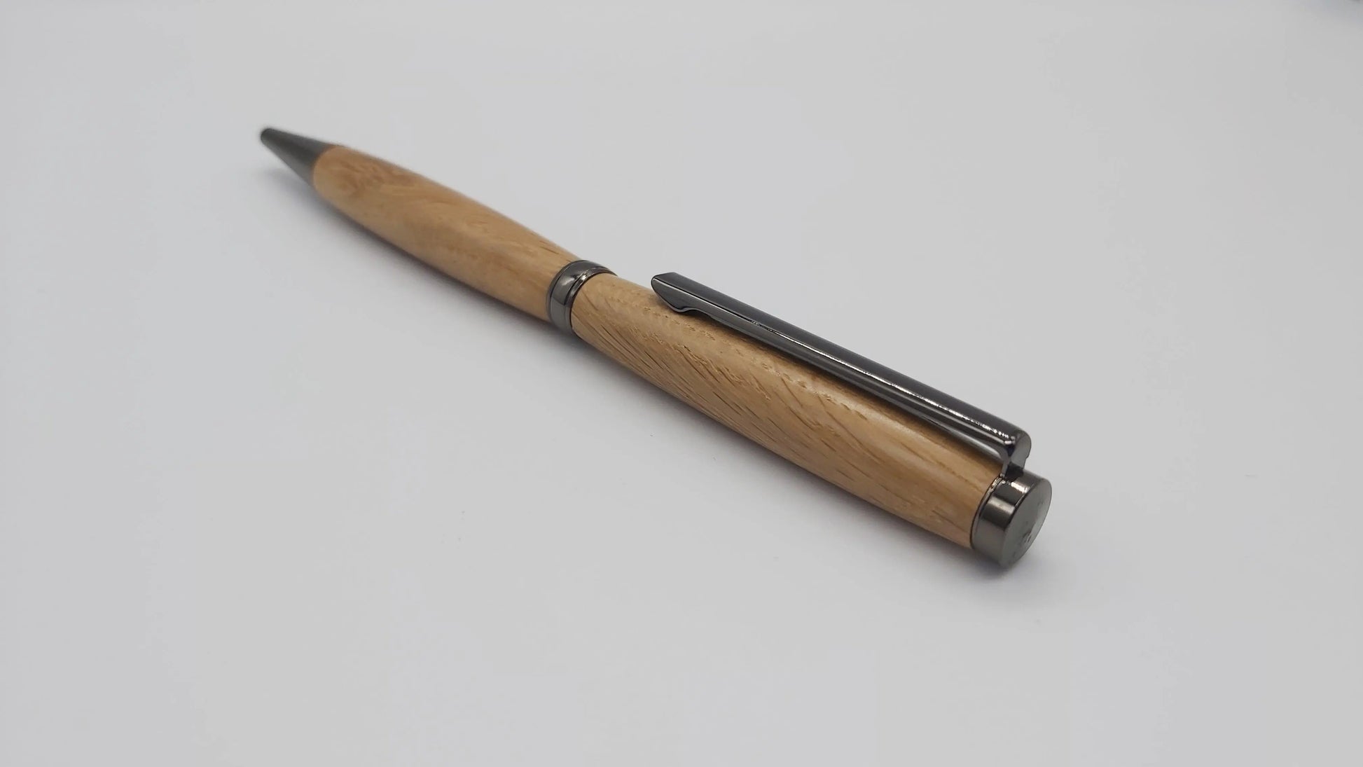 Saltram House Oak -  Slim Ballpoint pen - Gun metal fittings DevonPens