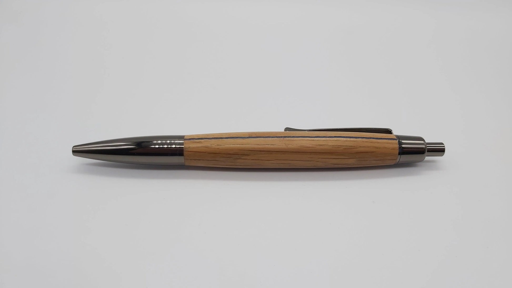 Thin blue line click pen in Scotch Whisky Cask Oak DevonPens